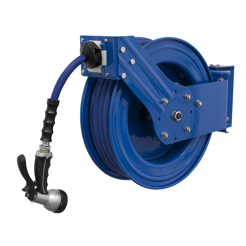 Sealey WHR1512 15m Heavy-Duty Retractable Water Hose Reel 13mm ID Rubber Hose