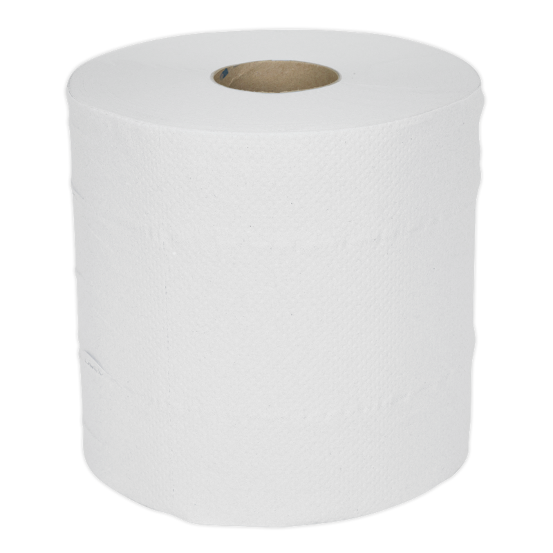 Sealey WHT150 150m White Embossed 2-Ply Paper Roll - Pack of 6