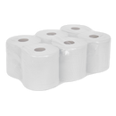 Sealey WHT150 150m White Embossed 2-Ply Paper Roll - Pack of 6