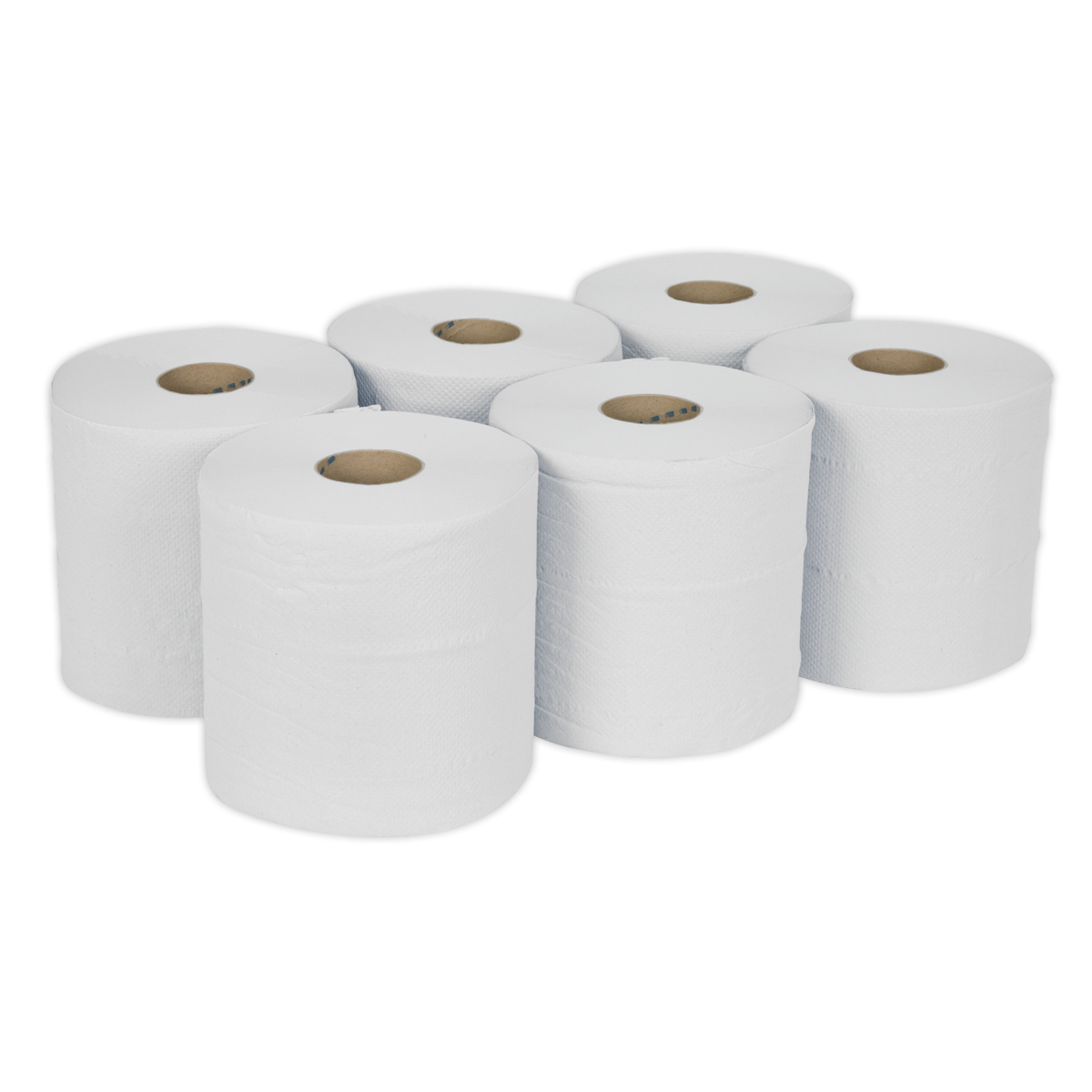 Sealey WHT150 150m White Embossed 2-Ply Paper Roll - Pack of 6