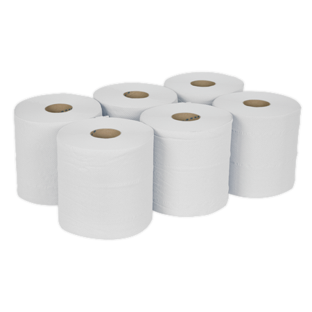 Sealey WHT150 150m White Embossed 2-Ply Paper Roll - Pack of 6
