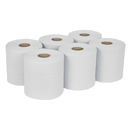 Sealey WHT150 150m White Embossed 2-Ply Paper Roll - Pack of 6