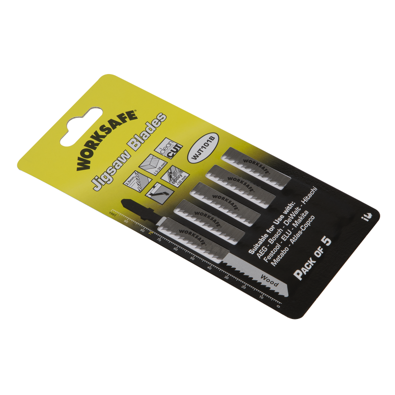 Sealey WJT101B 75mm 10tpi Jigsaw Blade Wood & Plastics - Pack of 5