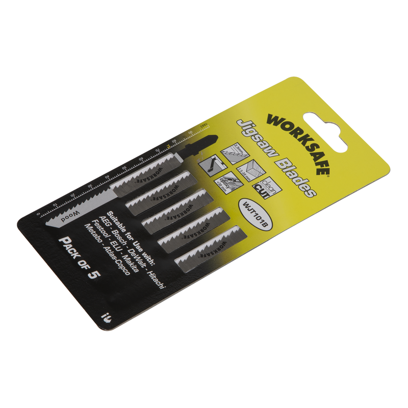 Sealey WJT101B 75mm 10tpi Jigsaw Blade Wood & Plastics - Pack of 5
