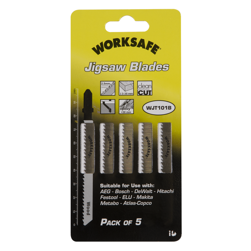 Sealey WJT101B 75mm 10tpi Jigsaw Blade Wood & Plastics - Pack of 5