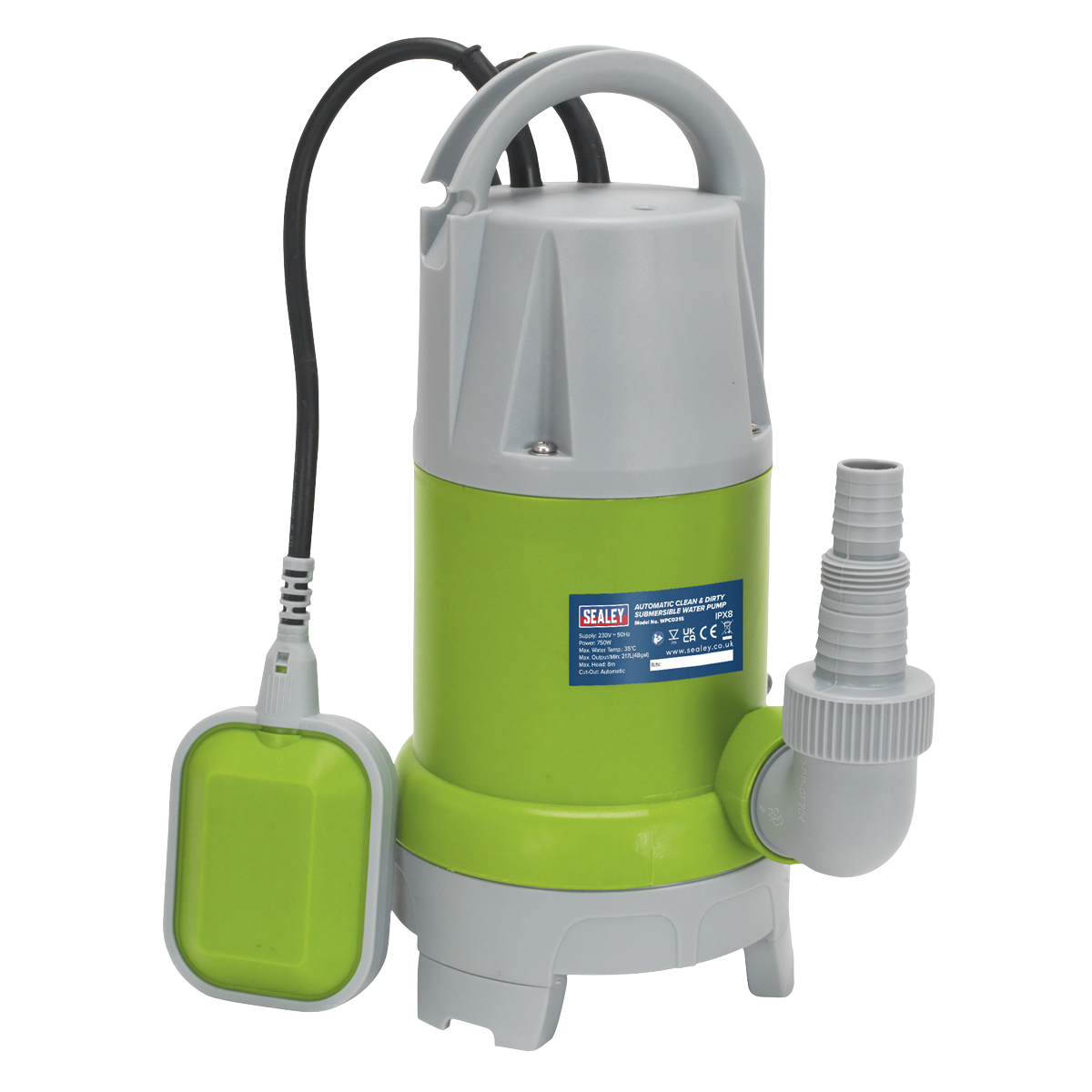 Sealey WPCD215 217L/min Automatic Submersible Clean & Dirty Water Pump