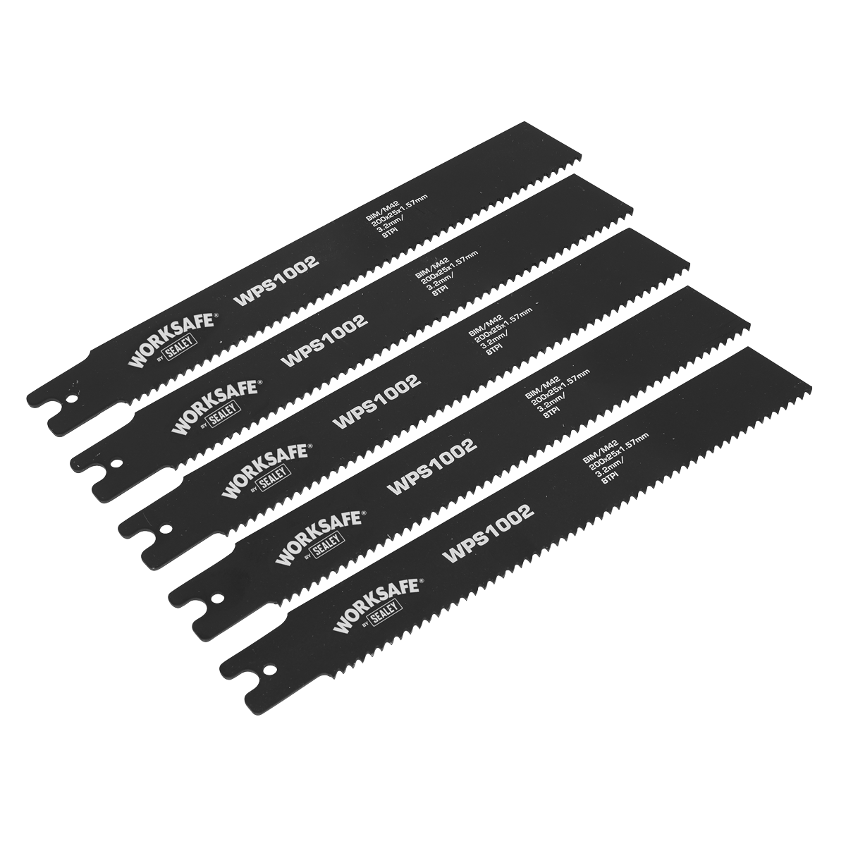 Sealey WPS1002 200 x 25 x 1.7mm 8tpi Pipe Saw Blade - Pack of 5