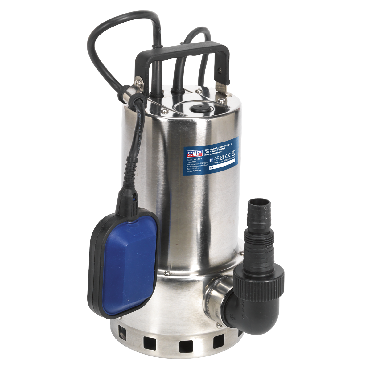 Sealey WPS225A 225L/min Automatic Stainless Submersible Dirty Water Pump