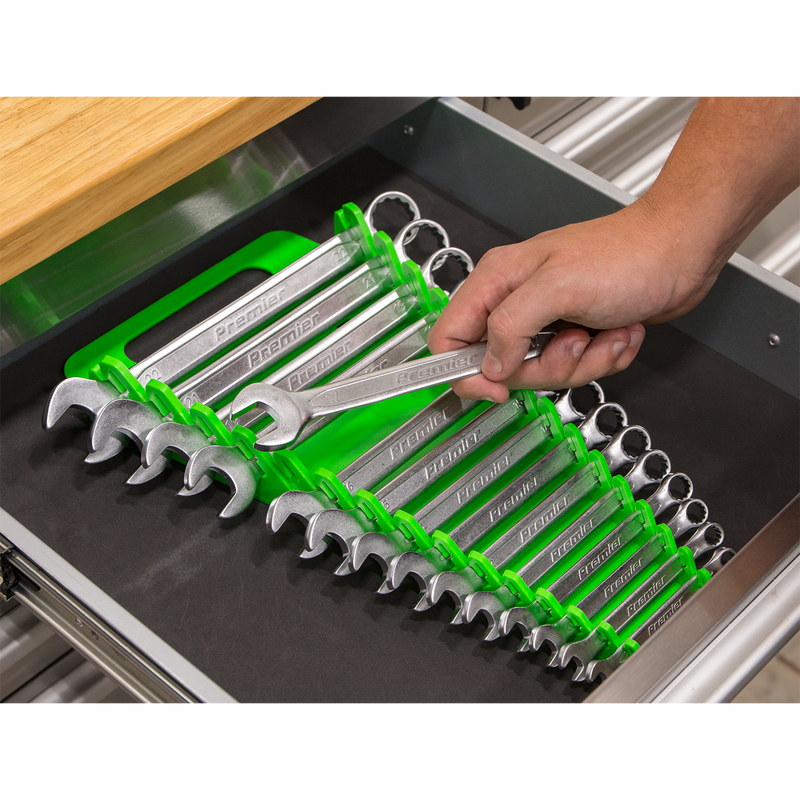 Sealey WR08HV Spanner Rack Capacity 15 Spanners - Hi-Vis Green