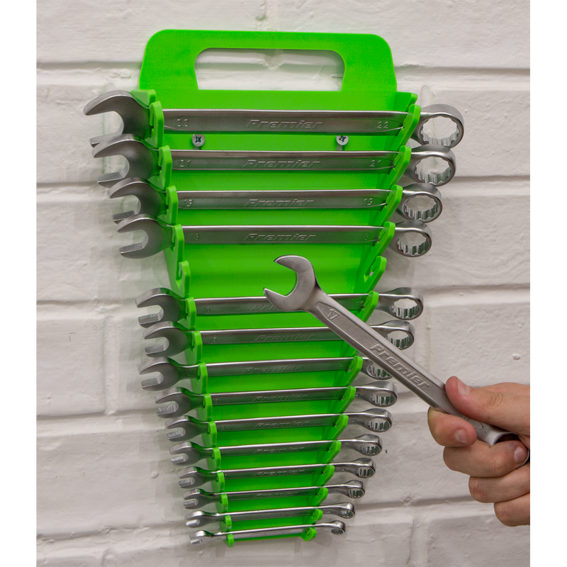 Sealey WR08HV Spanner Rack Capacity 15 Spanners - Hi-Vis Green