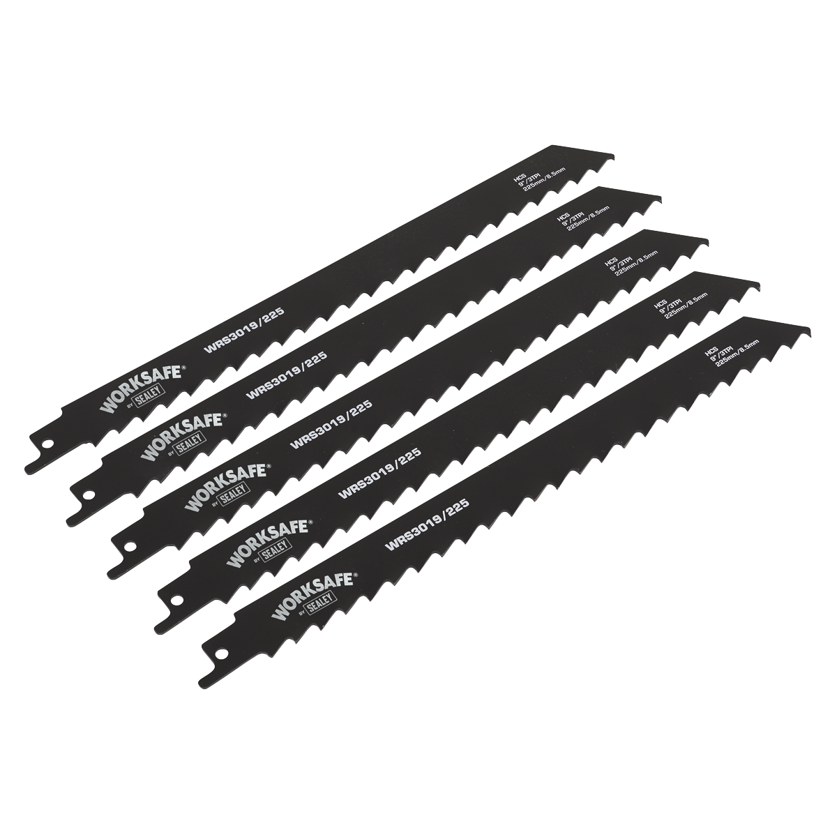 Sealey WRS3019/225 225mm 3tpi Reciprocating Saw Blade Wood - Pack of 5