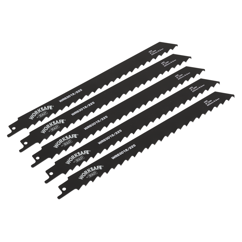 Sealey WRS3019/225 225mm 3tpi Reciprocating Saw Blade Wood - Pack of 5