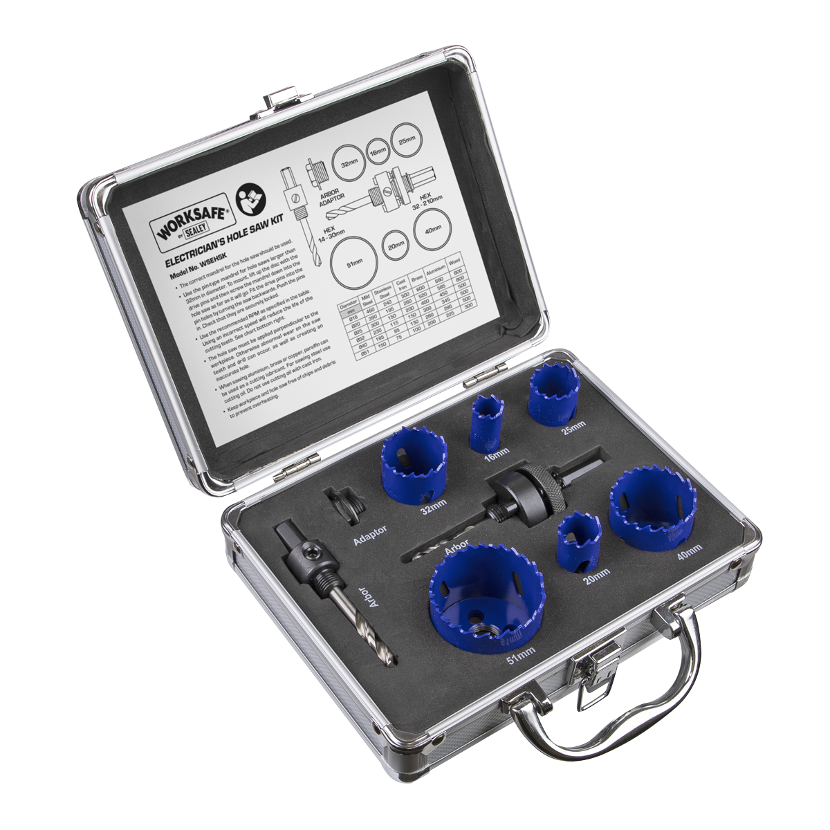 Sealey WSEHSK 9pc Electrician's Hole Saw Kit