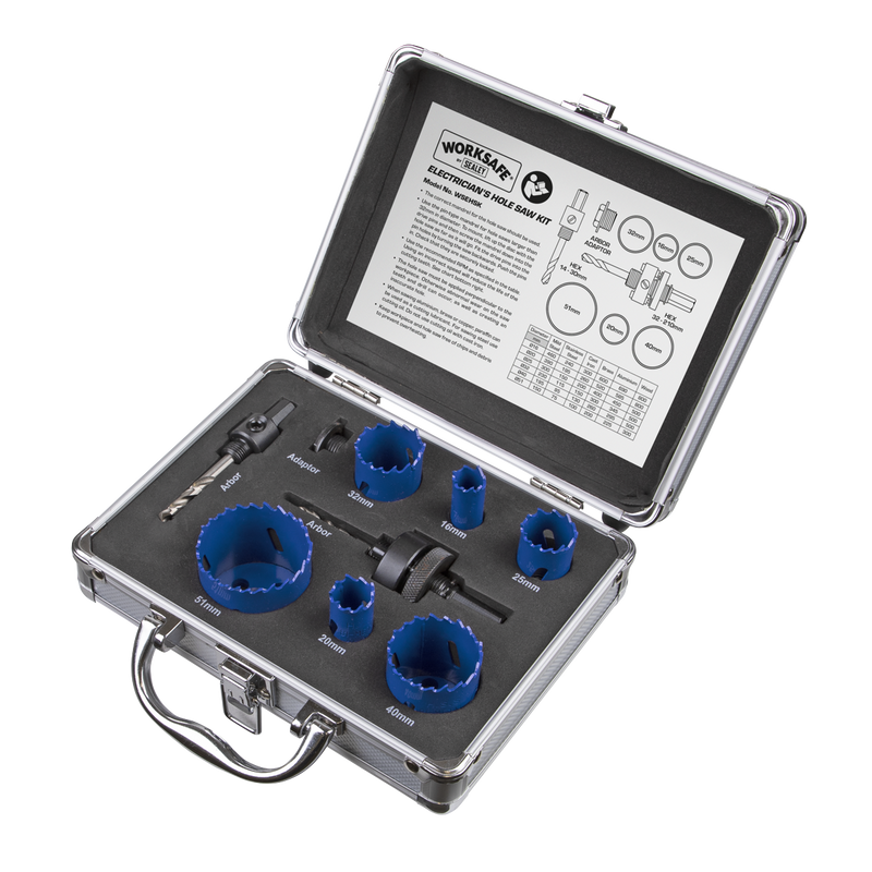 Sealey WSEHSK 9pc Electrician's Hole Saw Kit