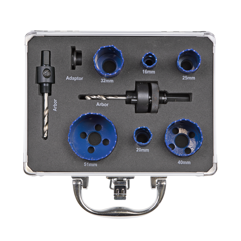 Sealey WSEHSK 9pc Electrician's Hole Saw Kit