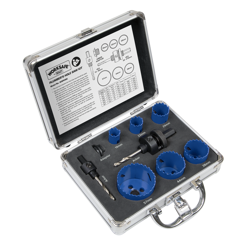 Sealey WSPHSK 9pc Plumber's Hole Saw Kit