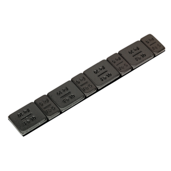 Sealey WWSA510B 5/10g Adhesive Wheel Weight Strip of 8 (4 x Each Weight) - Pack of 50 - Zinc Plated Steel Black