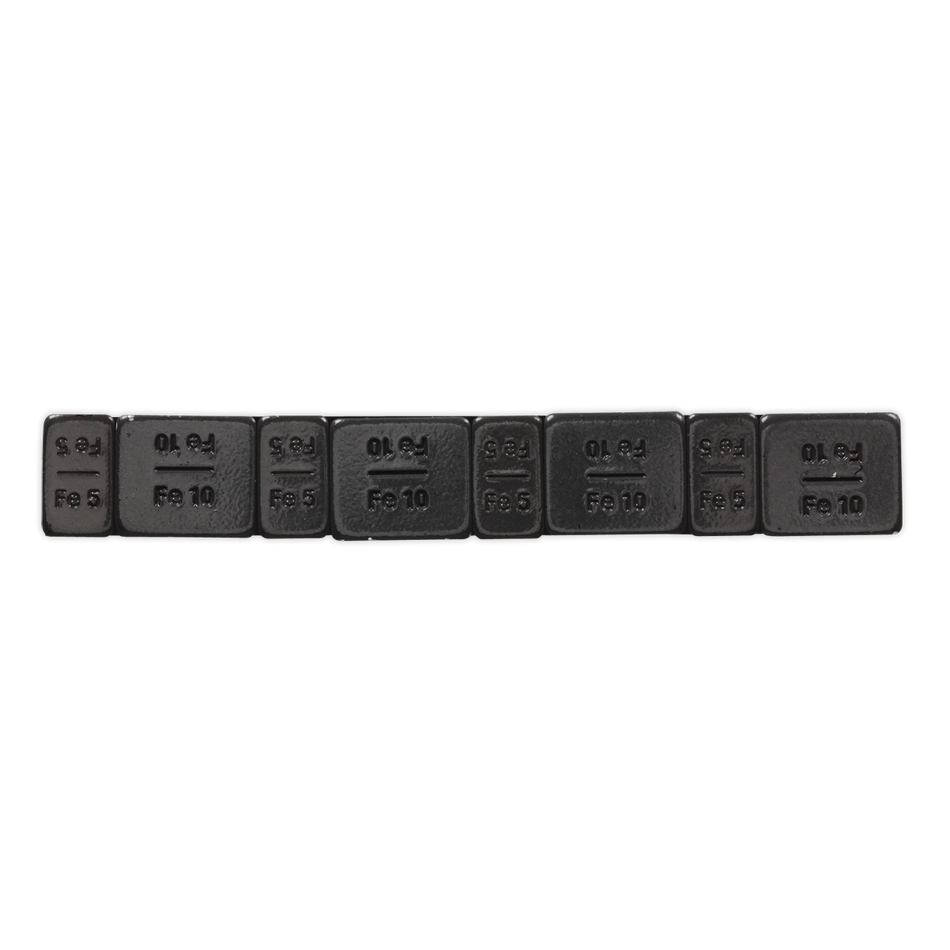 Sealey WWSA510B 5/10g Adhesive Wheel Weight Strip of 8 (4 x Each Weight) - Pack of 50 - Zinc Plated Steel Black