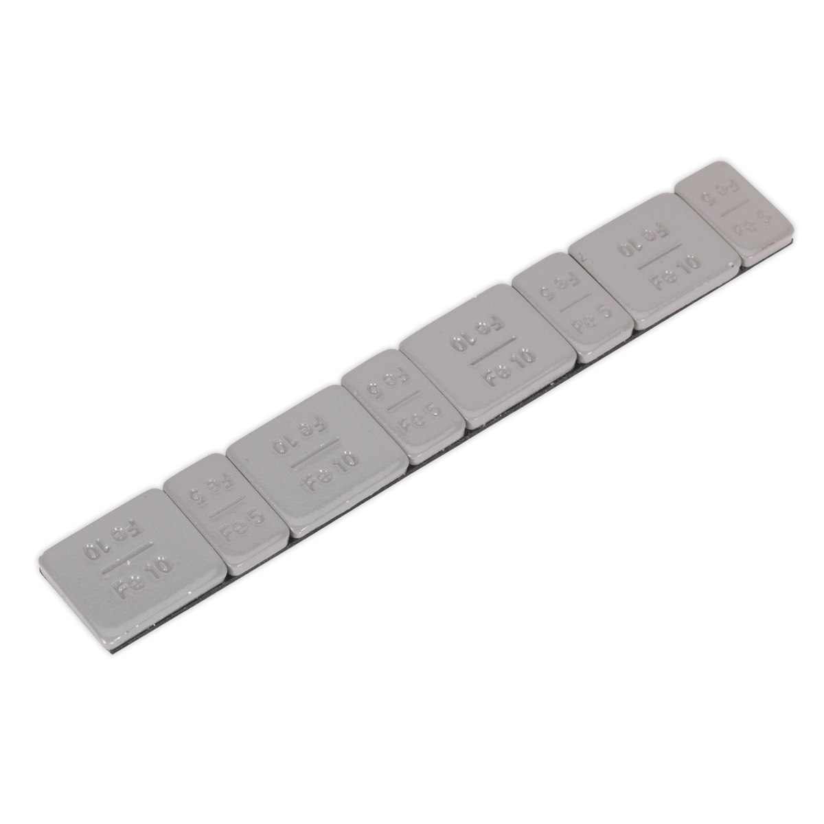 Sealey WWSA510PC 5/10g Adhesive Wheel Weight Strip of 8 (4 x Each Weight) - Pack of 100 - Zinc Plated Steel - Plastic Coated