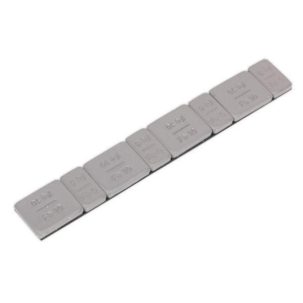 Sealey WWSA510PC 5/10g Adhesive Wheel Weight Strip of 8 (4 x Each Weight) - Pack of 100 - Zinc Plated Steel - Plastic Coated