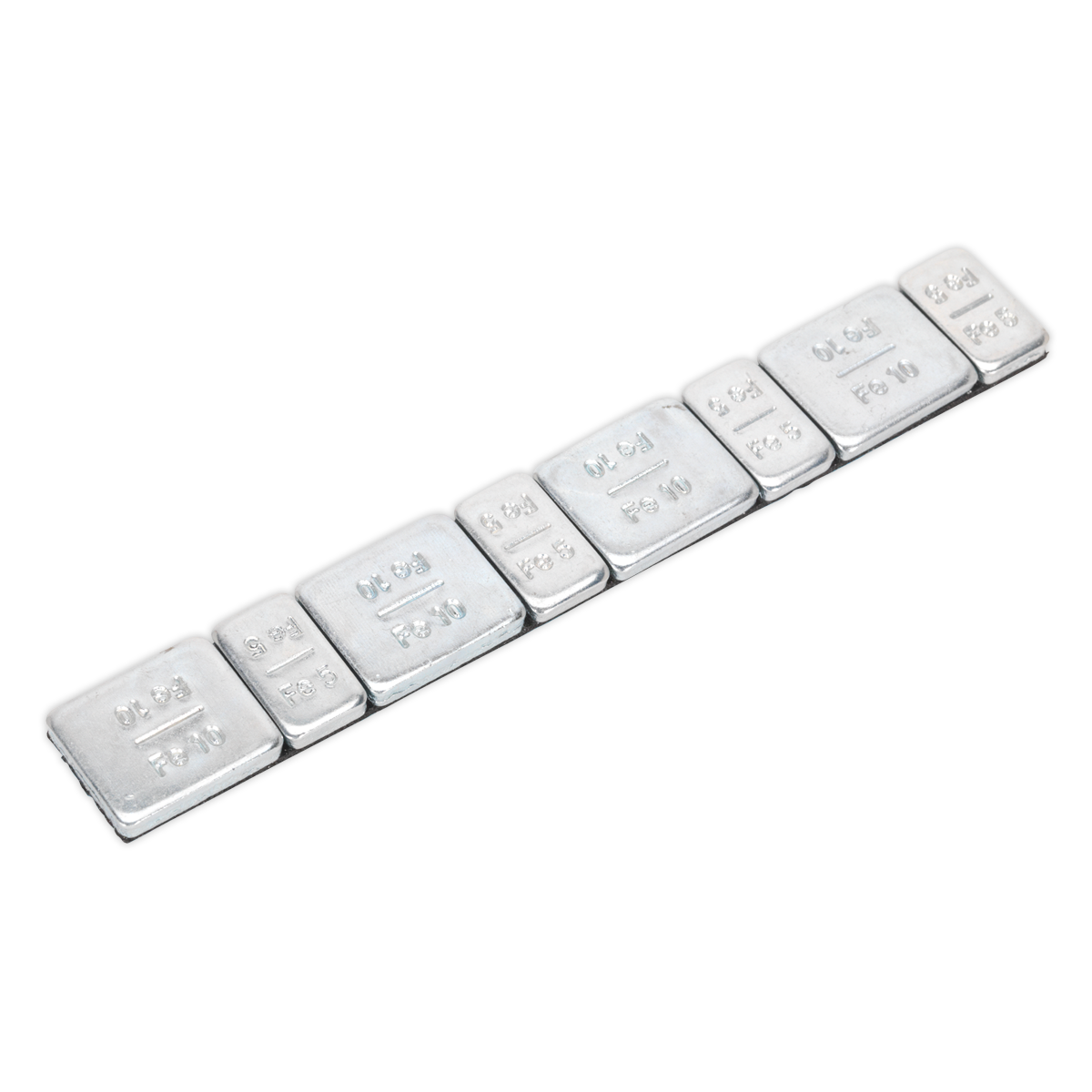 Sealey WWSA510 5/10g Adhesive Wheel Weight Strip of 8 (4 x Each Weight) - Pack of 100 - Zinc Plated Steel