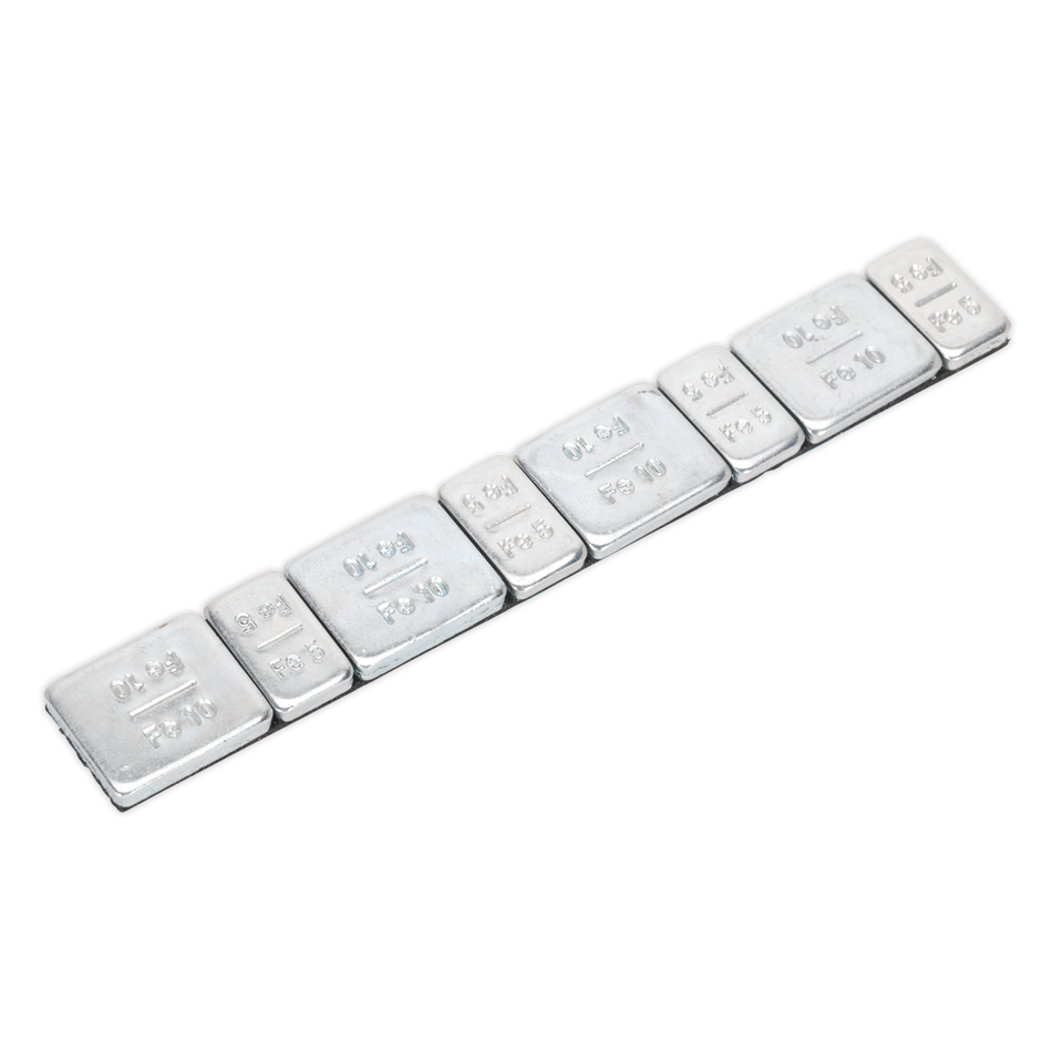 Sealey WWSA510 5/10g Adhesive Wheel Weight Strip of 8 (4 x Each Weight) - Pack of 100 - Zinc Plated Steel