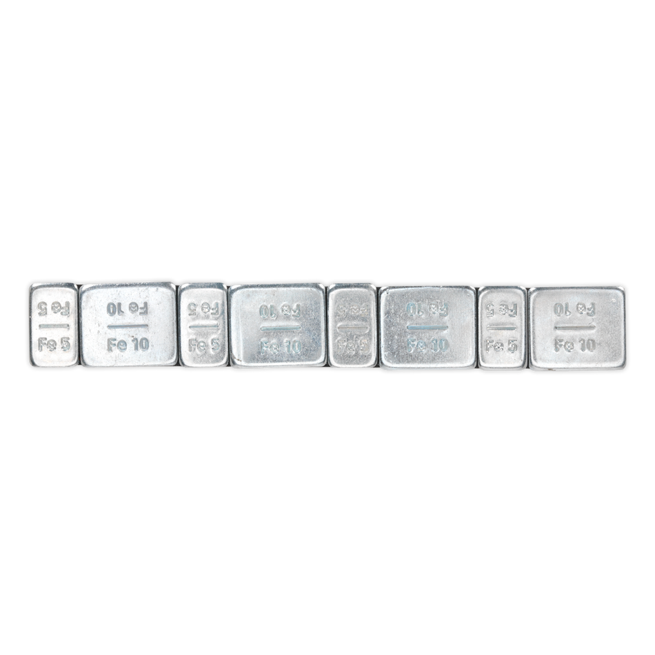 Sealey WWSA510 5/10g Adhesive Wheel Weight Strip of 8 (4 x Each Weight) - Pack of 100 - Zinc Plated Steel