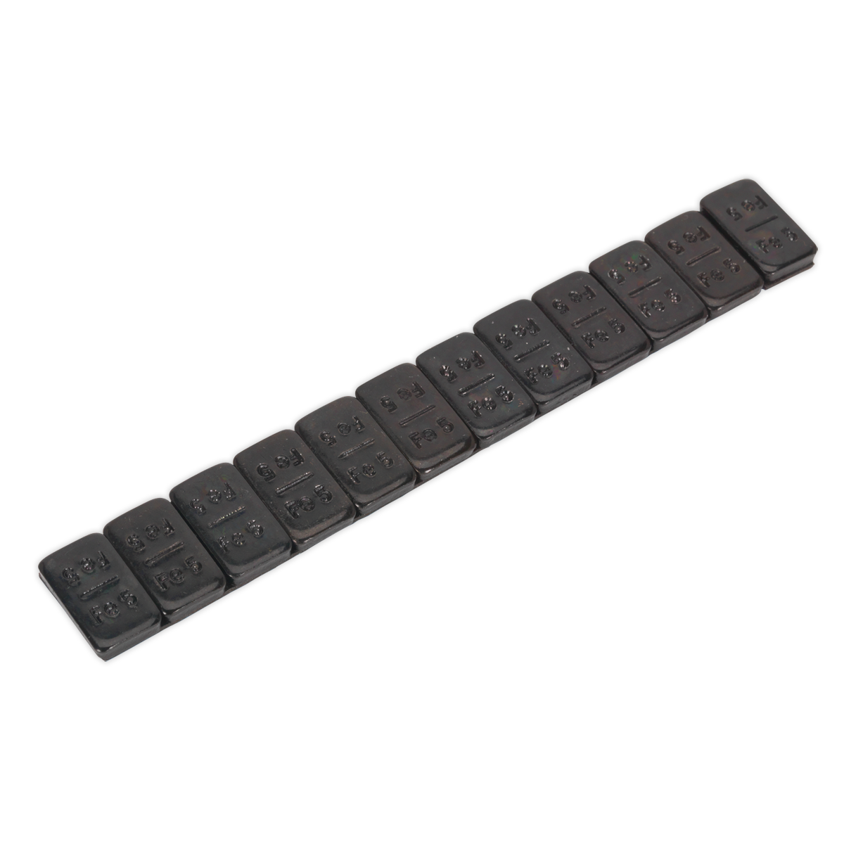 Sealey WWSA5B 5g Adhesive Wheel Weight Strip of 12 - Pack of 50 - Zinc Plated Steel Black