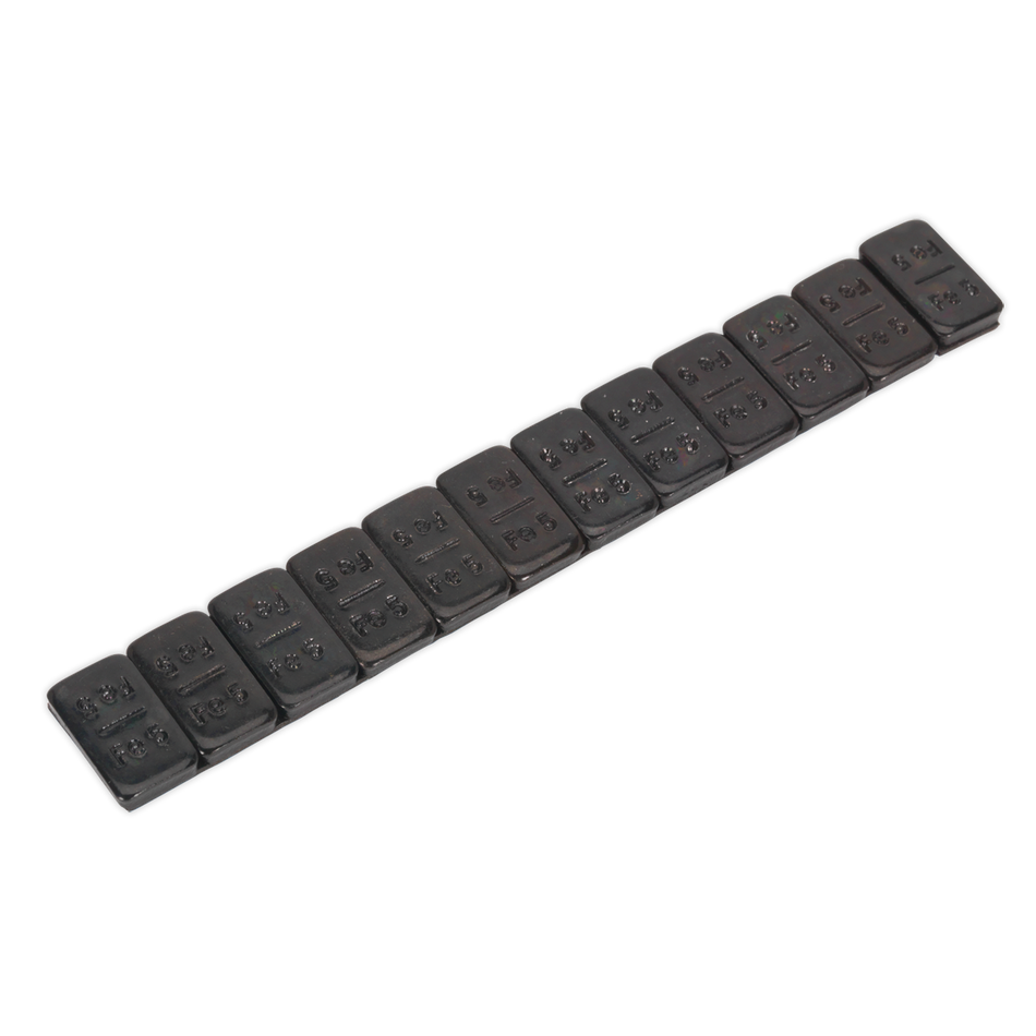 Sealey WWSA5B 5g Adhesive Wheel Weight Strip of 12 - Pack of 50 - Zinc Plated Steel Black
