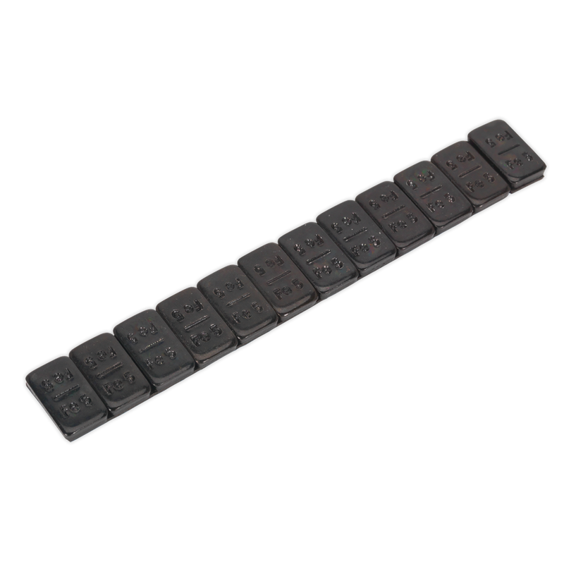 Sealey WWSA5B 5g Adhesive Wheel Weight Strip of 12 - Pack of 50 - Zinc Plated Steel Black