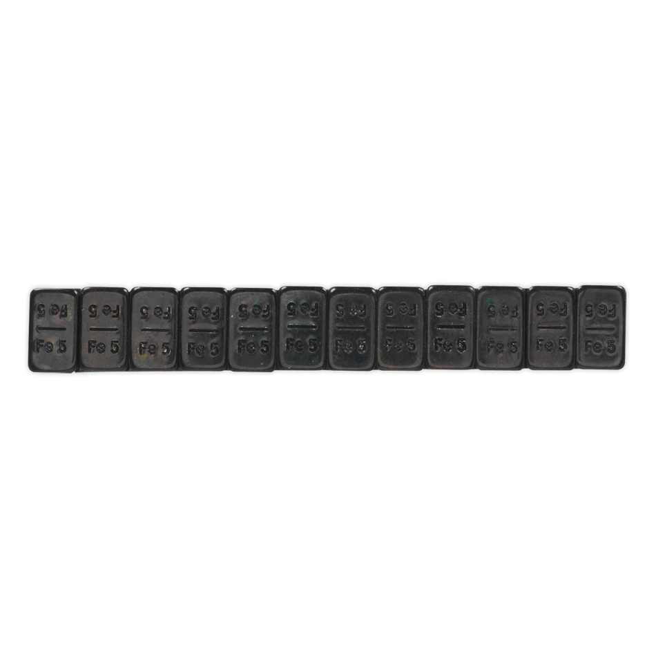 Sealey WWSA5B 5g Adhesive Wheel Weight Strip of 12 - Pack of 50 - Zinc Plated Steel Black