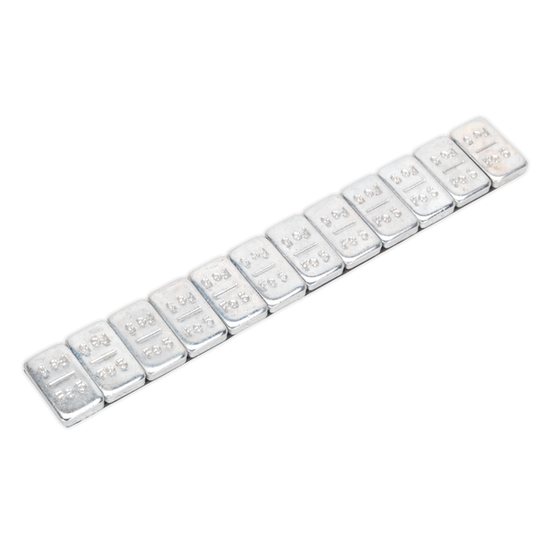 Sealey WWSA5 5g Adhesive Wheel Weight Strip of 12 - Pack of 100 - Zinc Plated Steel