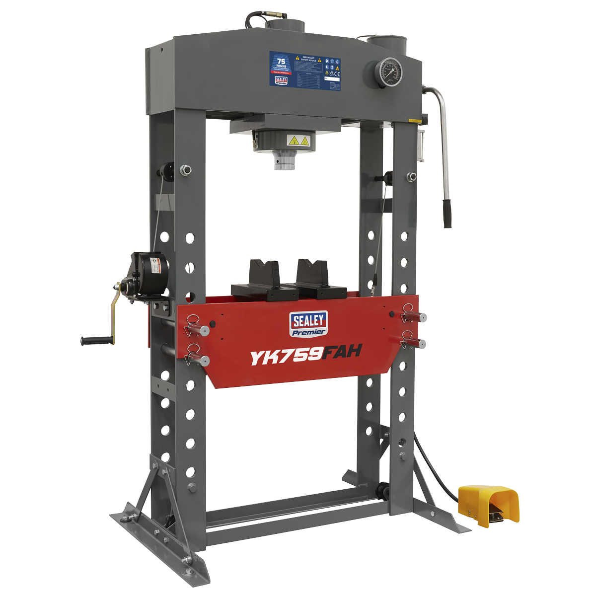 Sealey YK759FAH 75tonne Floor Type Air/Hydraulic Press with Foot Pedal