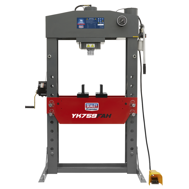 Sealey YK759FAH 75tonne Floor Type Air/Hydraulic Press with Foot Pedal