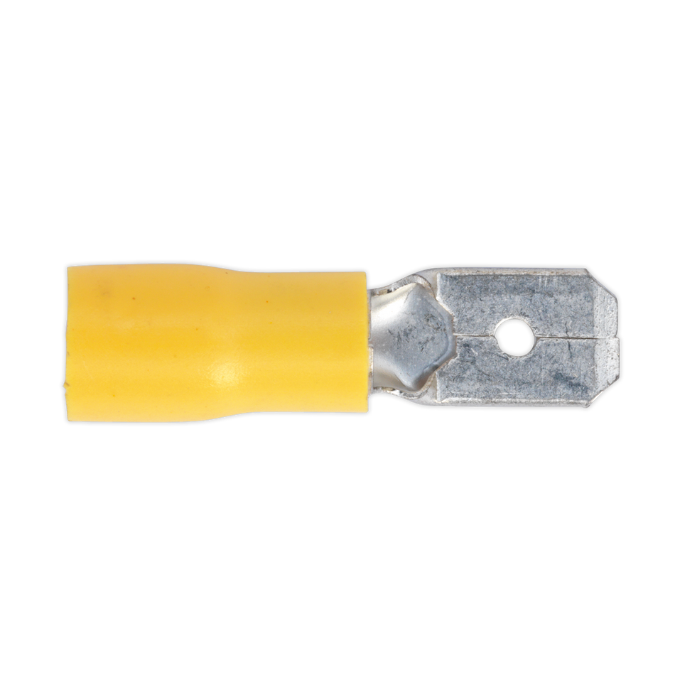 Sealey YT15 6.3mm Yellow Push-On Male Terminal - Pack of 100
