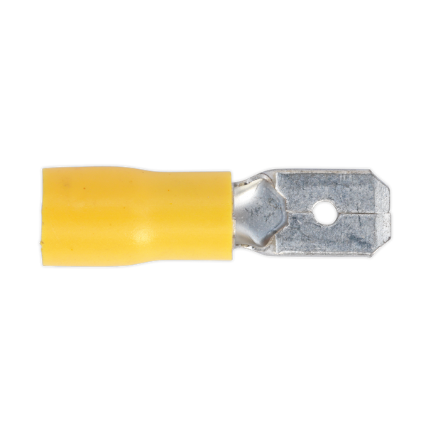 Sealey YT15 6.3mm Yellow Push-On Male Terminal - Pack of 100
