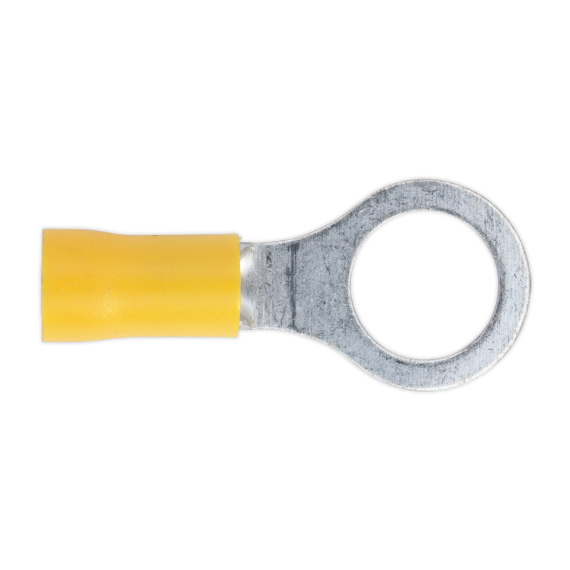 Sealey YT16 10.5mm (3/8") Yellow Easy-Entry Ring Terminal - Pack of 100