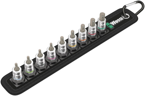 Wera 05003884001 Belt A Imperial 1 Zyklop In-Hex-Plus bit socket set with holding function, 1/4" drive, 9 pieces