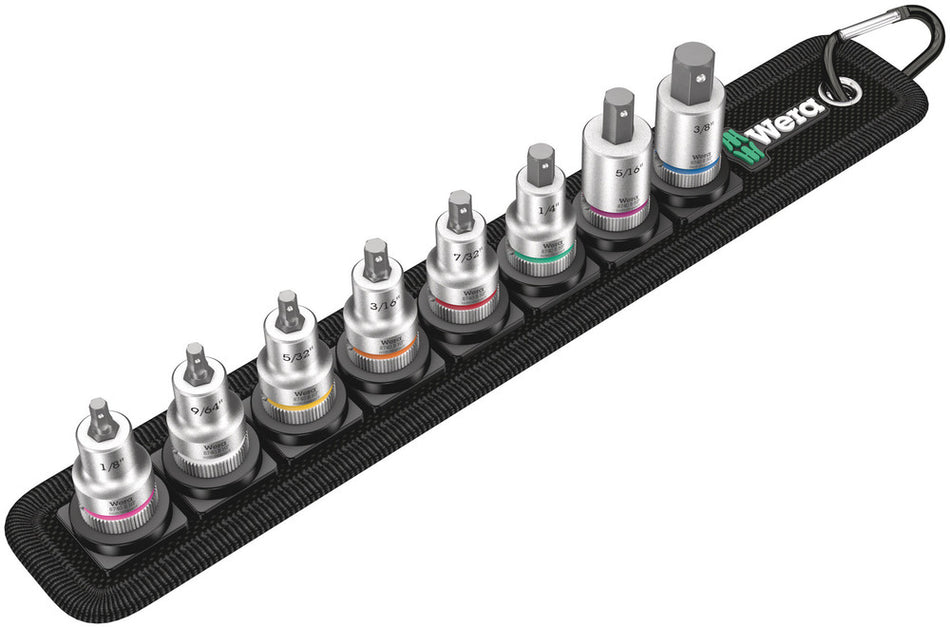 Wera 05003974001 Belt B Imperial 1 Zyklop In-Hex-Plus bit socket set with holding function, 3/8" drive, 8 pieces