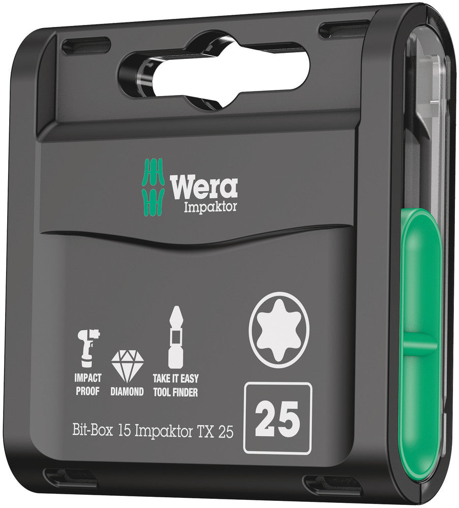 Wera 05057775001 Bit-Box 15 Impaktor TX, TX 25 x 25 mm, 15 pieces