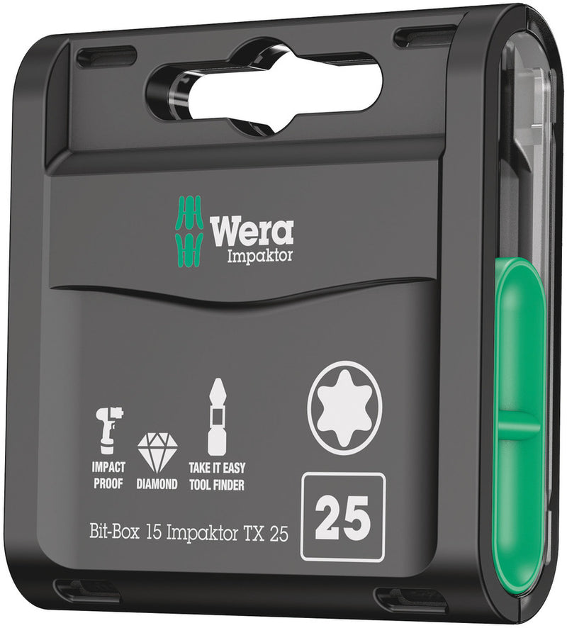 Wera 05057775001 Bit-Box 15 Impaktor TX, TX 25 x 25 mm, 15 pieces
