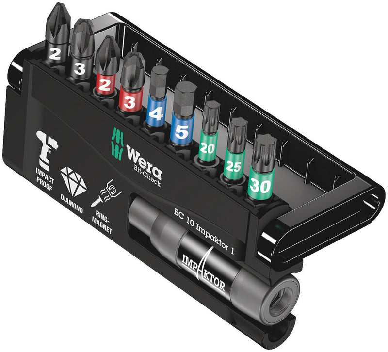 Wera 05073980001 Bit-Check 10 Impaktor 1 SB, 10 pieces