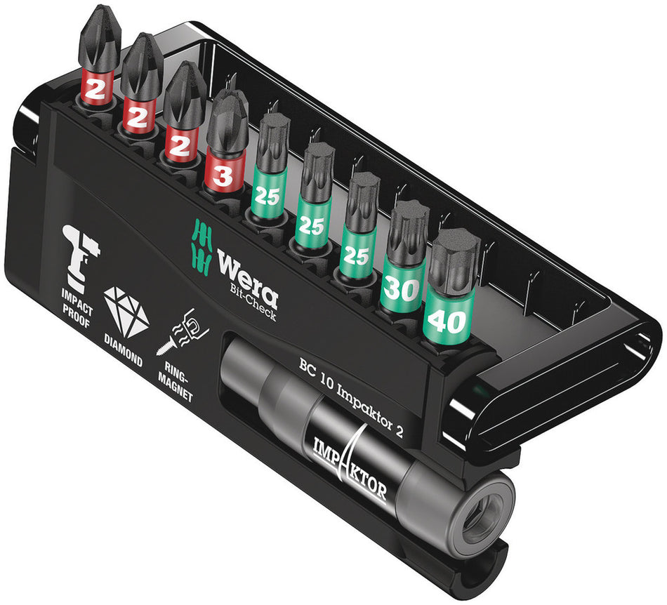 Wera 05057682001 Bit-Check 10 Impaktor 2, 10 pieces