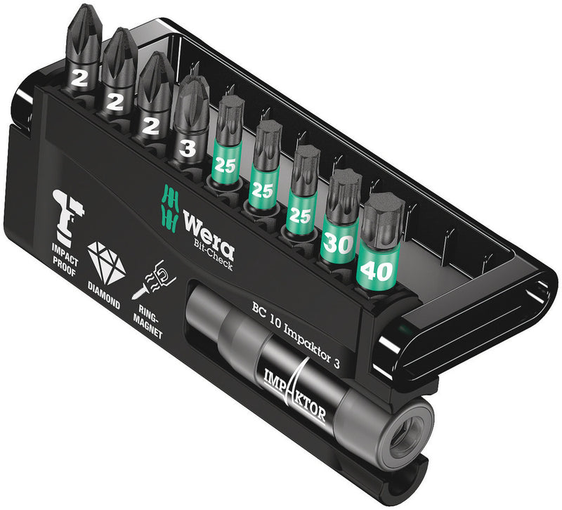 Wera 05057683001 Bit-Check 10 Impaktor 3, 10 pieces