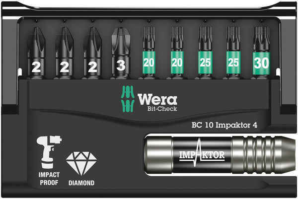 Wera 05057417001 Bit-Check 10 Impaktor 4, 10 pieces