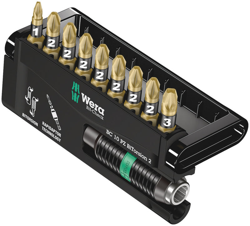 Wera 05347153001 Bit-Check 10 PZ BiTorsion 2, 10 pieces
