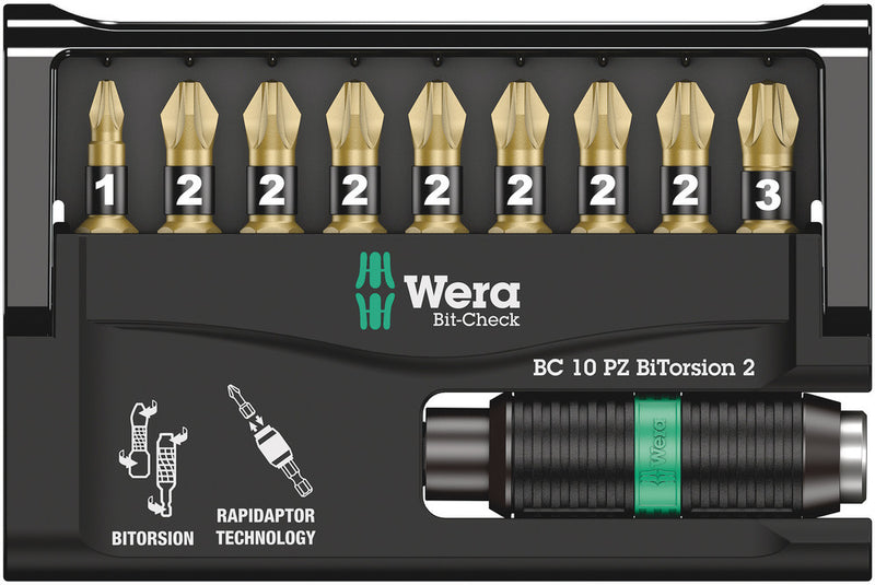 Wera 05347153001 Bit-Check 10 PZ BiTorsion 2, 10 pieces