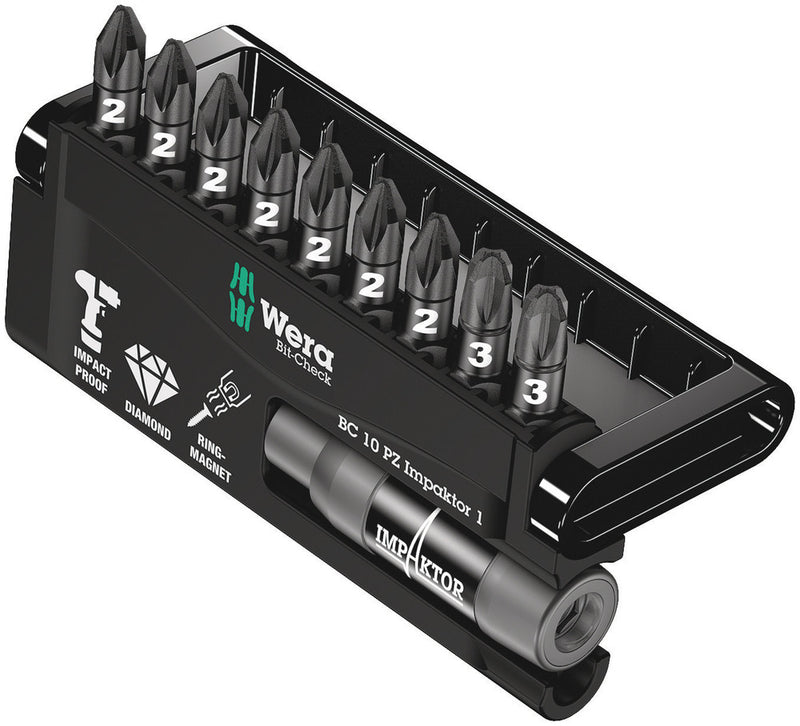 Wera 05057684001 Bit-Check 10 PZ Impaktor 1, 10 pieces