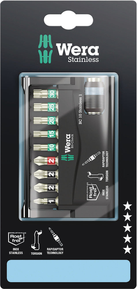 Wera 05073630001 Bit-Check 10 Stainless 1 SB, 10 pieces