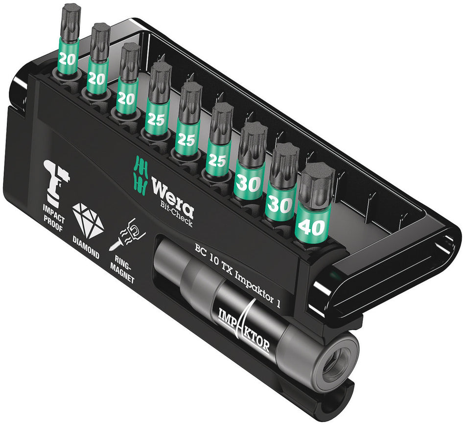 Wera 05057688001 Bit-Check 10 TX Impaktor 1, 10 pieces